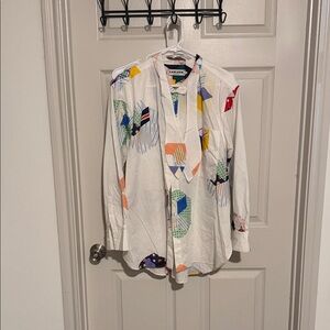 White Geo-Print woMen's Shirt